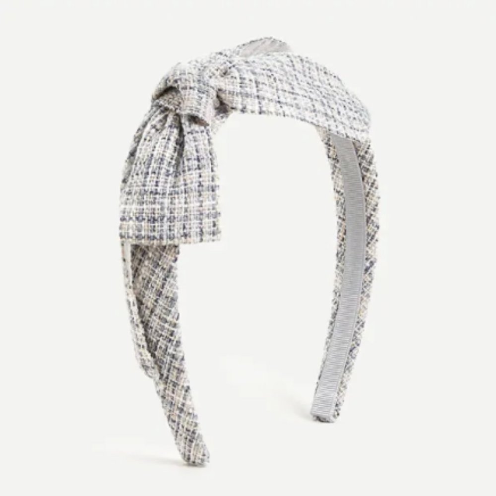 NWT J. Crew Ivory Tweed Bow Headband